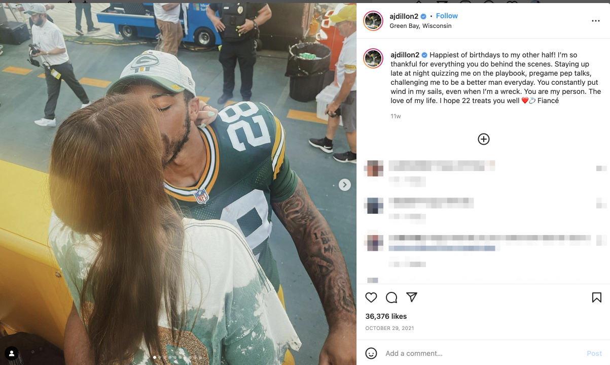 Packers RB A.J. Dillon Proposes to Longtime Girlfriend Gabrielle